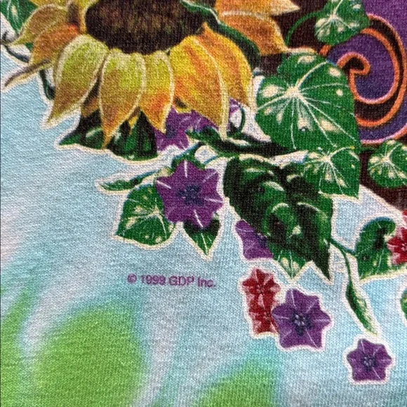 Vintage 90s Grateful Dead Liquid Blue Tie-Dye Terrapin Station Graphic Band Tee - Picture 4 of 8